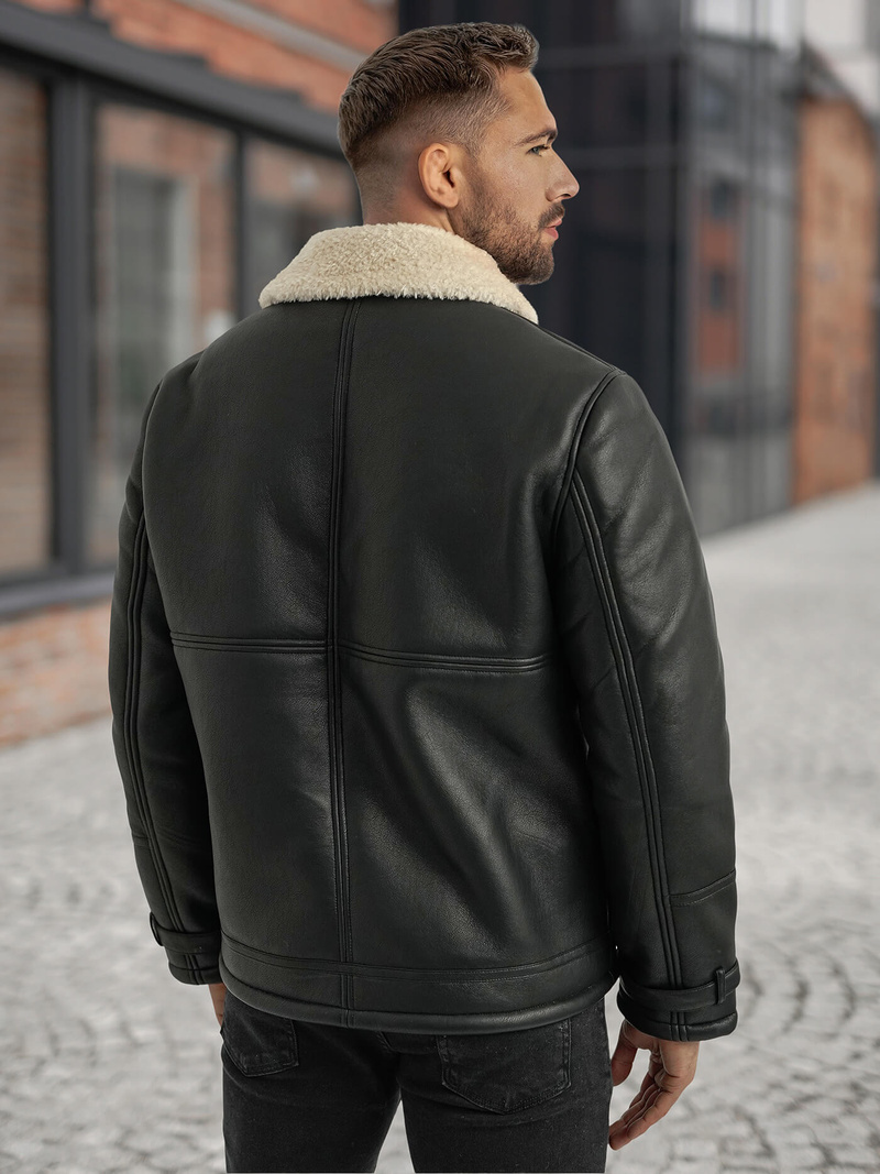 Moška usnjena jakna črna OZONEE JS/11Z8271