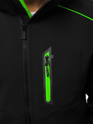 Moška softshell jakna s kapuco črno-zelena OZONEE GE/12259Z