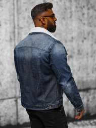 Moška jeans jakna šerpa temno-modra OZONEE NB/MJ516BSZ