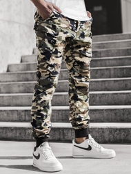 Moške hlače chino jogger maskirno-bež OZONEE O/11103