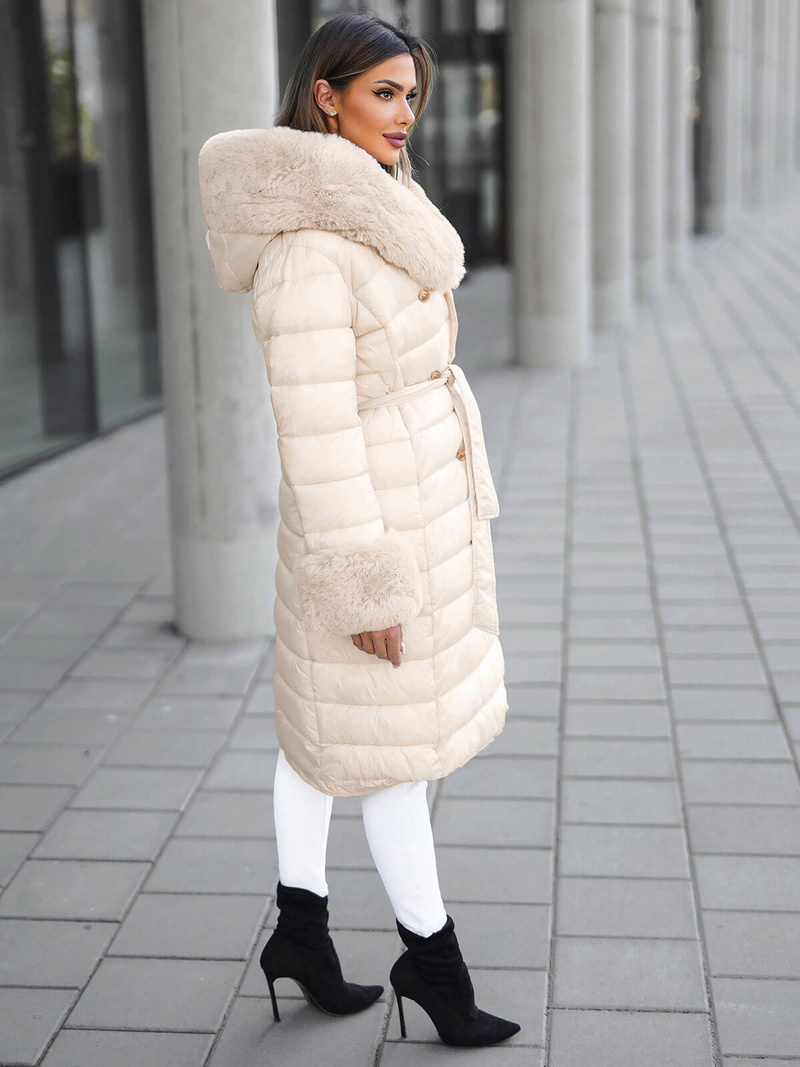 Ženski plašč bež OZONEE JS/5M3160/254Z