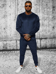 Moška trenirka iz velurja mornarsko modra OZONEE JS/8C1167/25