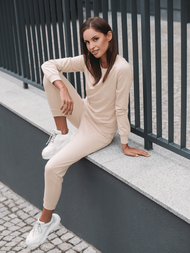 Ženski dvodelni komplet trenirka bež OZONEE O/MB2037/21