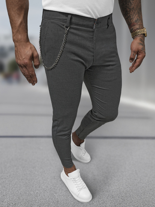 Moške hlače chino grafitne OZONEE DJ/3300