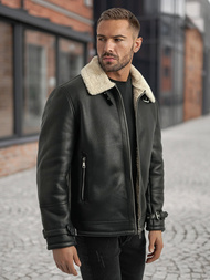 Moška usnjena jakna črna OZONEE JS/11Z8271