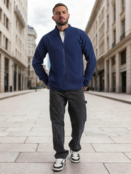 Moška jopa z zadrgo mornarsko modra OZONEE JS/HH016/25