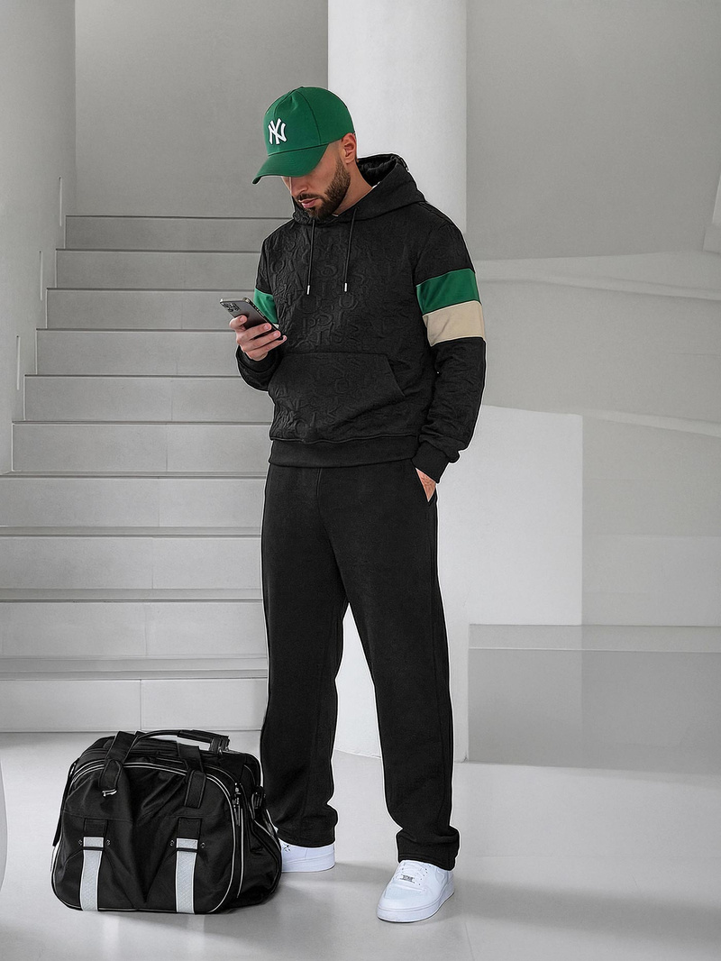 Moška jopa s kapuco črna OZONEE JS/3B578