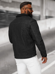 Moška jeans jakna šerpa črna OZONEE NB/MJ533NZ