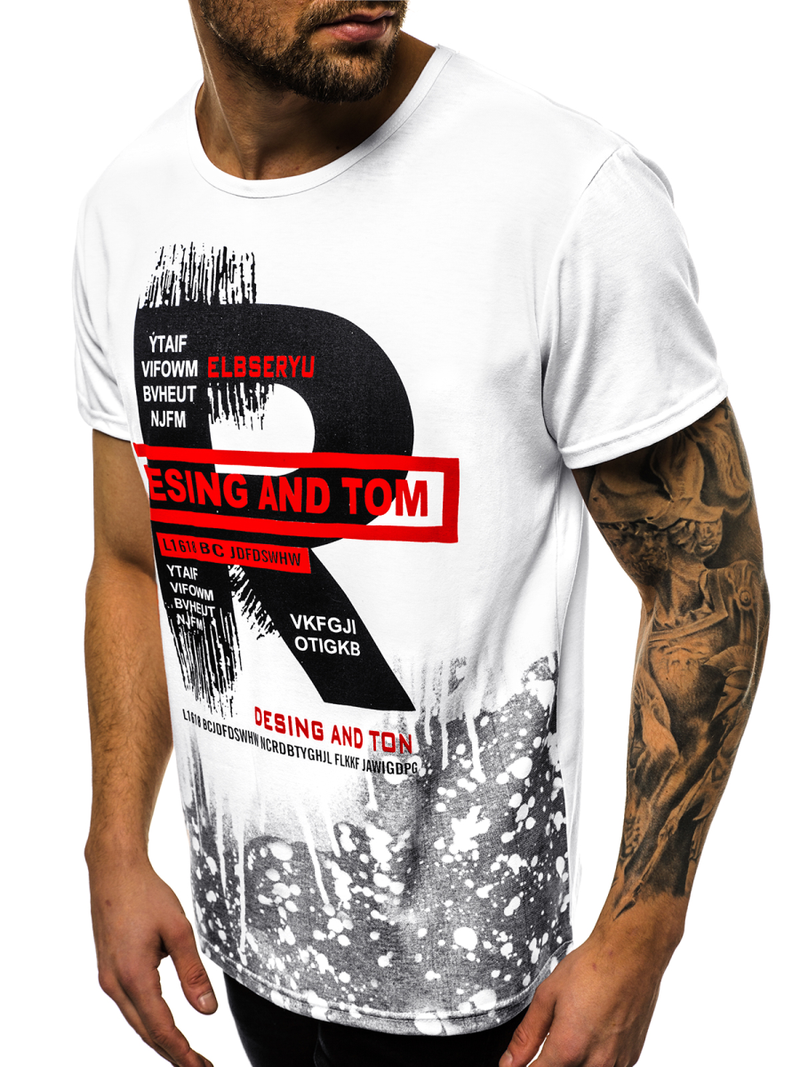 Moška majica bela OZONEE JS/KS1945