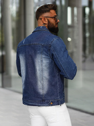 Moška jeans jakna šerpa temno-modra OZONEE NB/MJ525BSZ