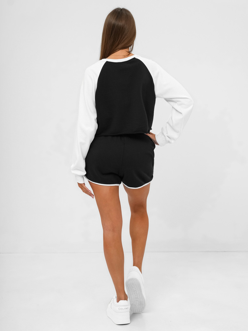 Ženski dvodelni komplet trenirka črno-beli OZONEE JS/M58631AB