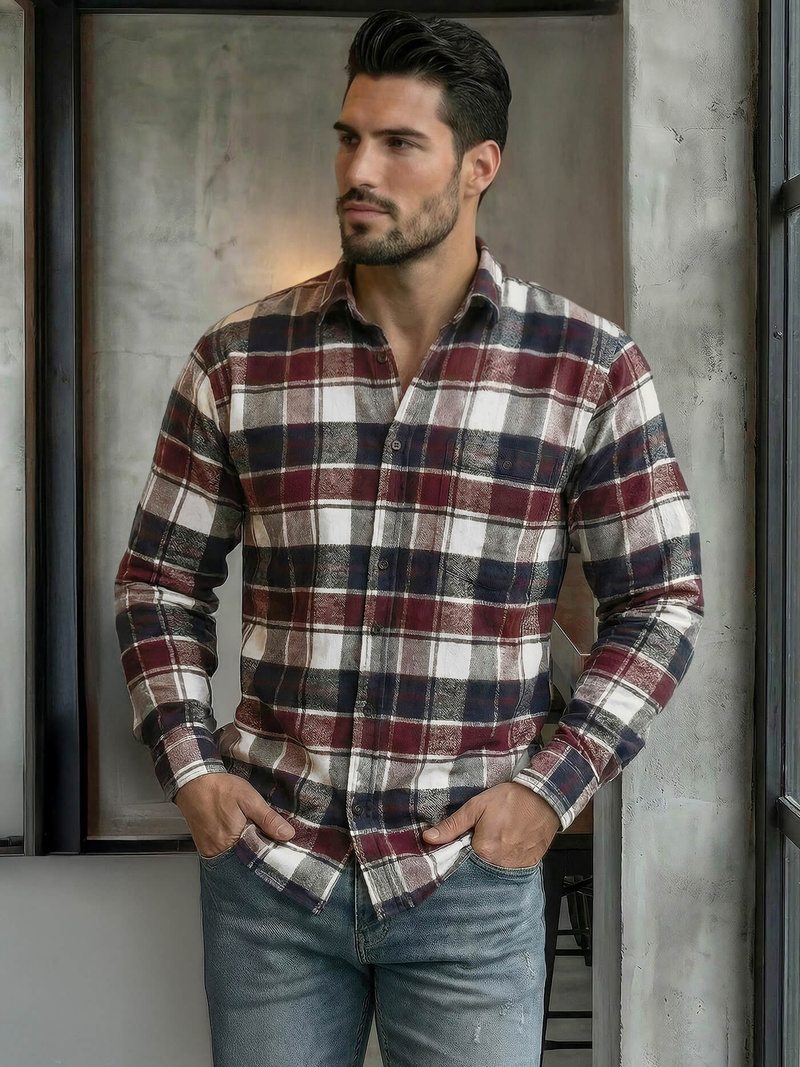 Elegantna moška srajca bordo OZONEE V/V174Z