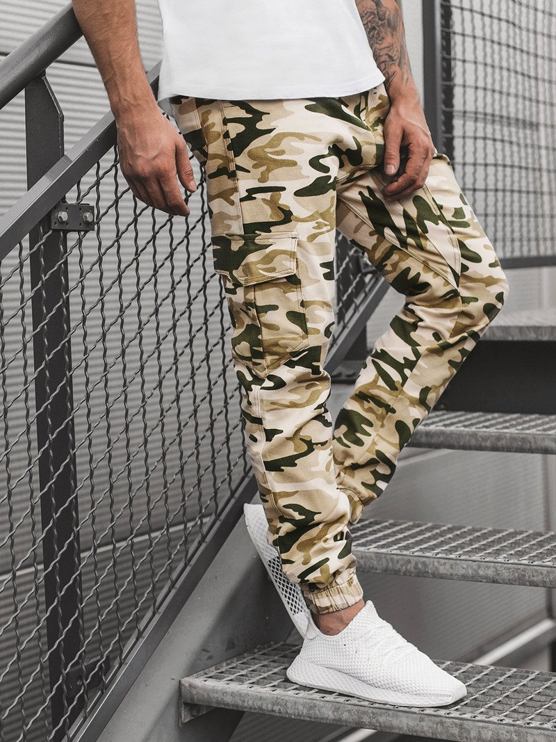 Moške hlače jogger bež OZONEE A/404