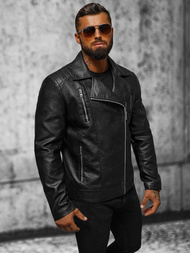 Moška usnjena jakna črna OZONEE JS/11Z8067