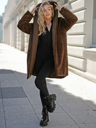 Ženska dolga zimska jakna čokolada OZONEE JS/5M3352/158