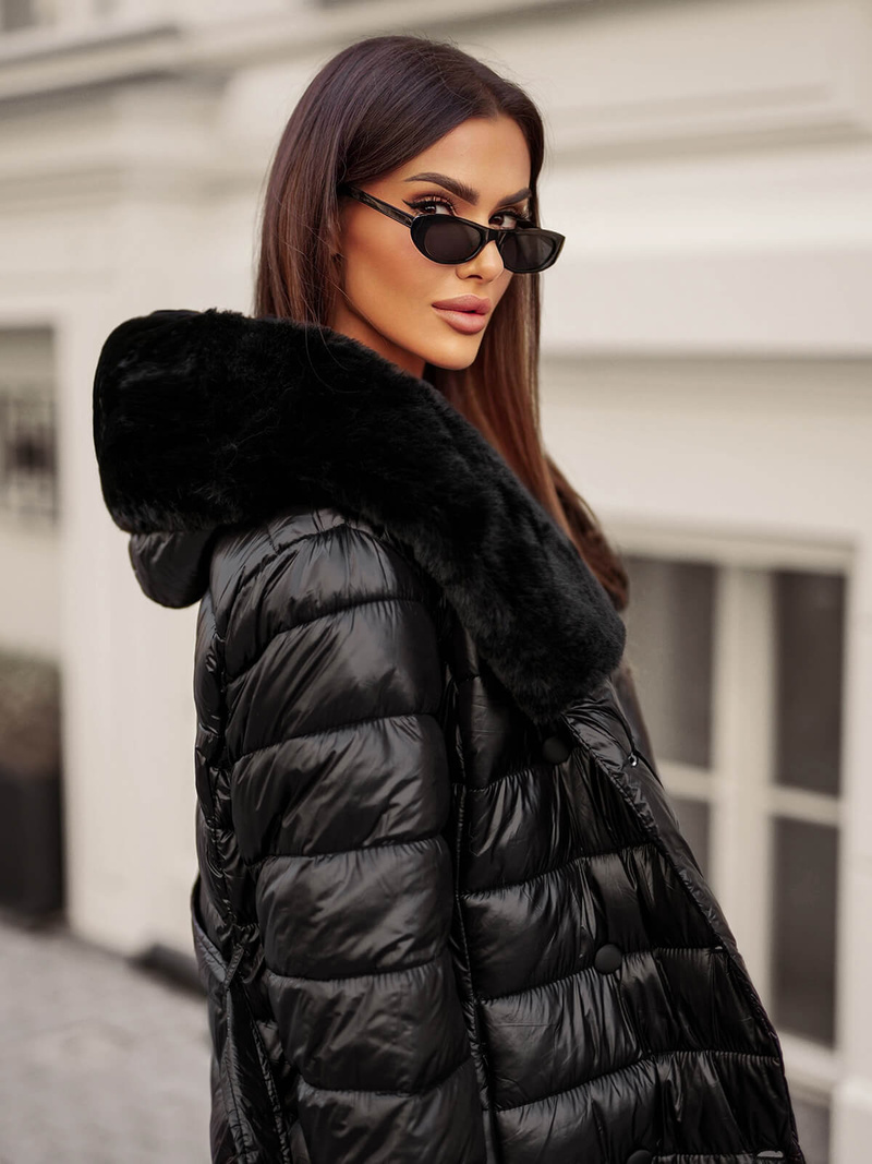 Ženski plašč črni OZONEE JS/5M3160/392Z