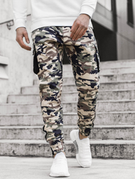 Moške hlače jogger bež-maskirne OZONEE A/705