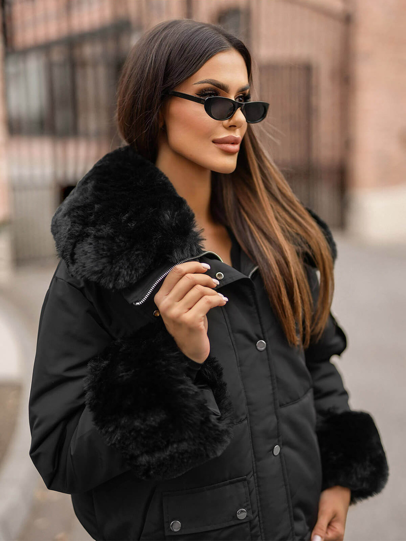 Ženska zimska jakna črna OZONEE O/H833