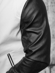 Moška usnjena jakna belo-črna OZONEE JS/11Z8068