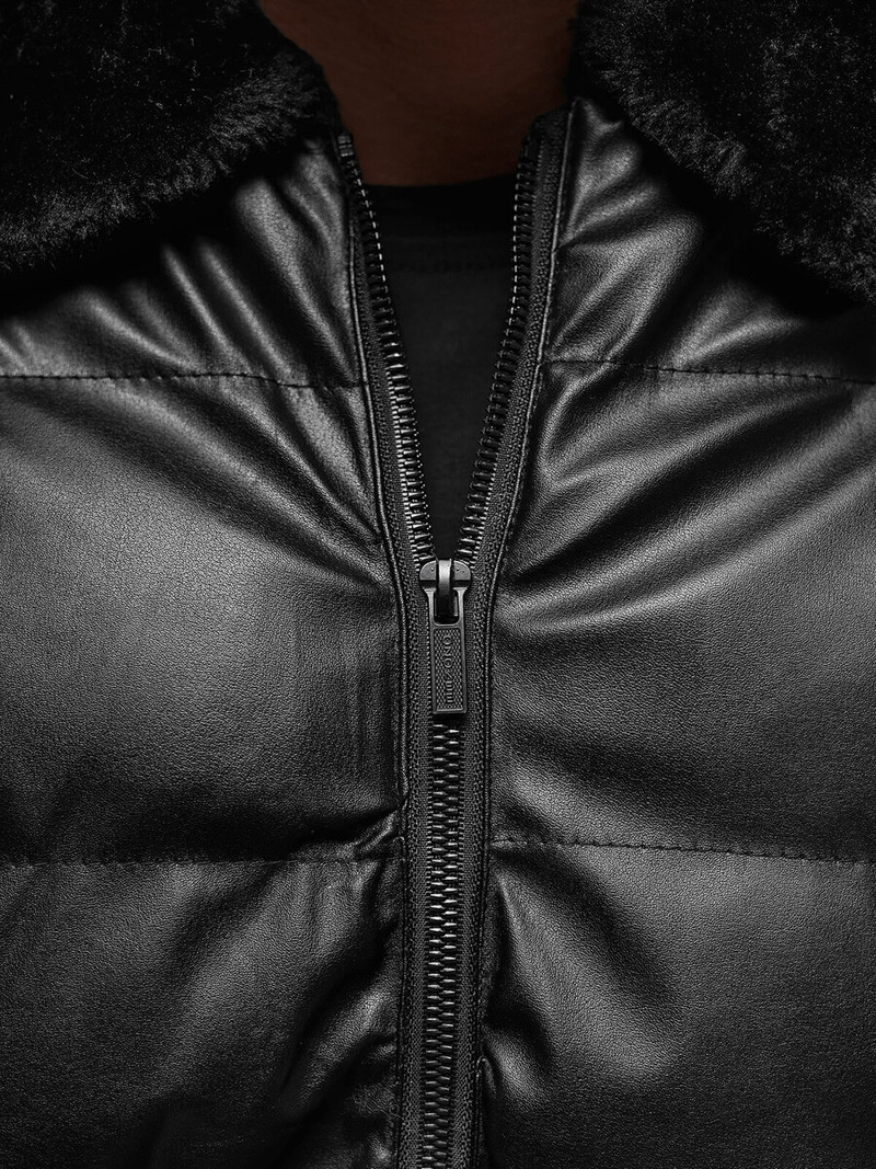 Moška usnjena jakna črna OZONEE O/M795Z