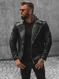 Moška usnjena jakna črna OZONEE JS/11Z8014