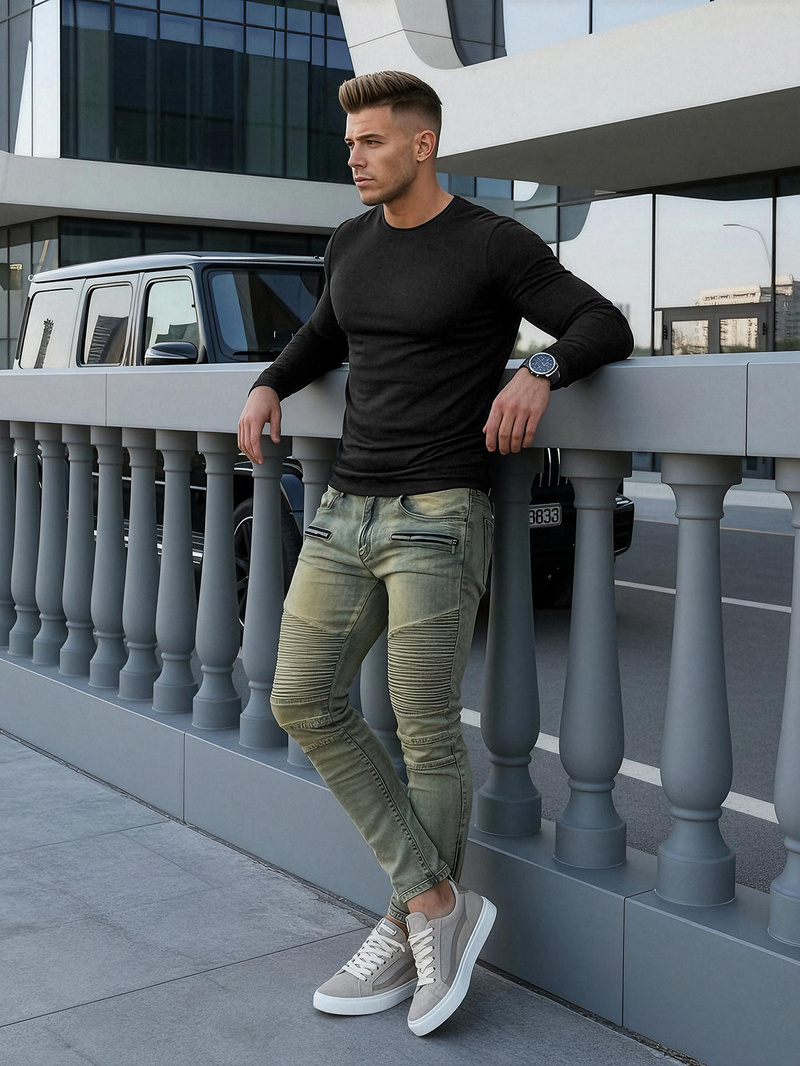 Moške Kavbojke modre OZONEE O/EM8951Z