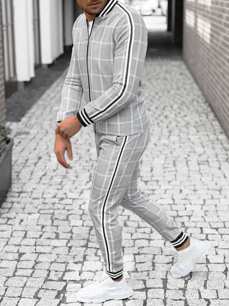 Komplet moški - jakna in hlače chino sivi OZONEE DJ/5548