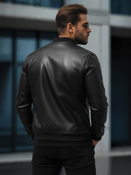 Moška usnjena jakna črna OZONEE JS/11Z8015Z