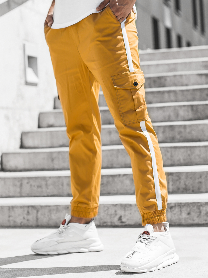 Moške hlače chino jogger camel OZONEE DJ/5580