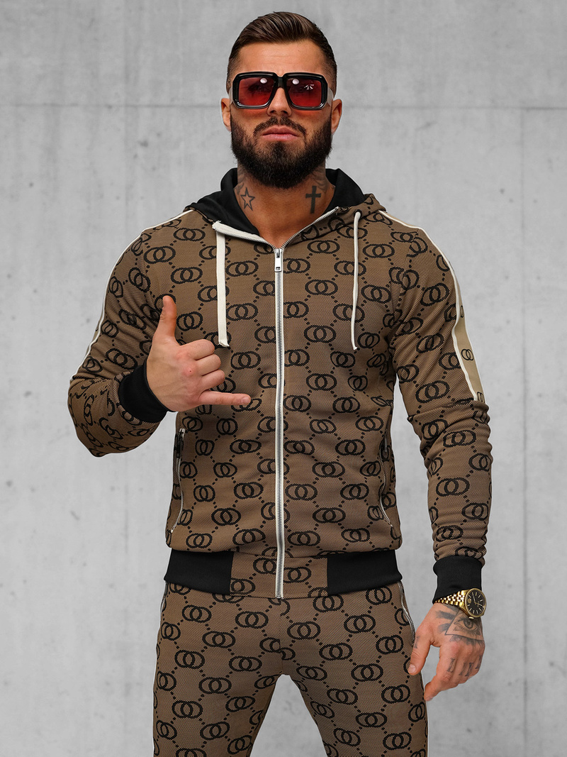 Moška trenirka temno-bež OZONEE O/FF5053AB