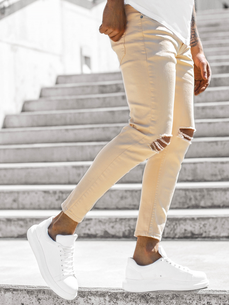 Moške kavbojke jogger bež OZONEE DP/596