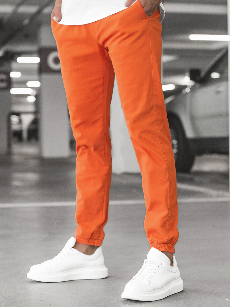 Moške hlače chino jogger oranžne OZONEE JB/JP1145/4