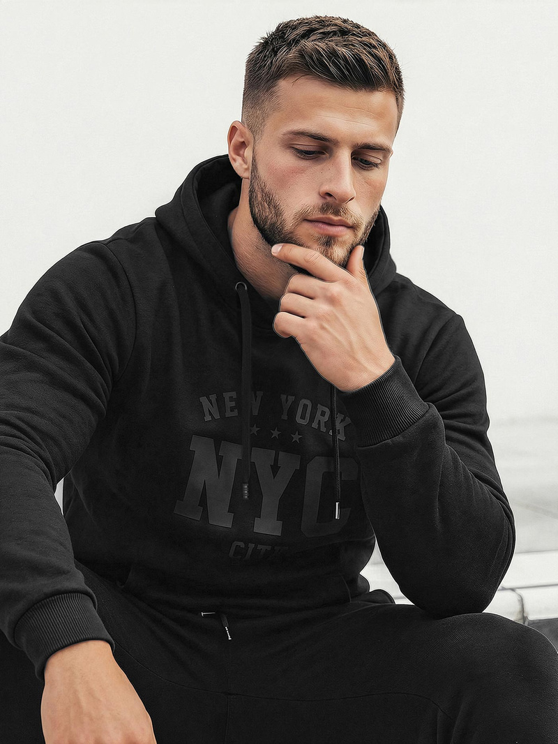 Moška jopa s kapuco črna OZONEE JS/8B1971/3