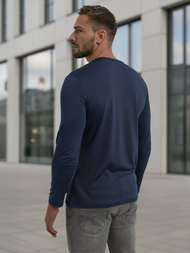 Moška majica z dolgimi rokavi mornarsko modri OZONEE JS/DB71/5