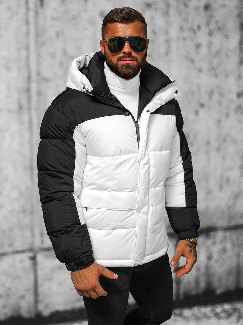 Moška jakna belo-črna OZONEE JS/31M5008