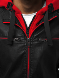 Moška usnjena jakna črno-rdeča OZONEE N/6129Z