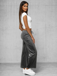 Ženske iz velurja hlače grafitne OZONEE JS/92K519/10