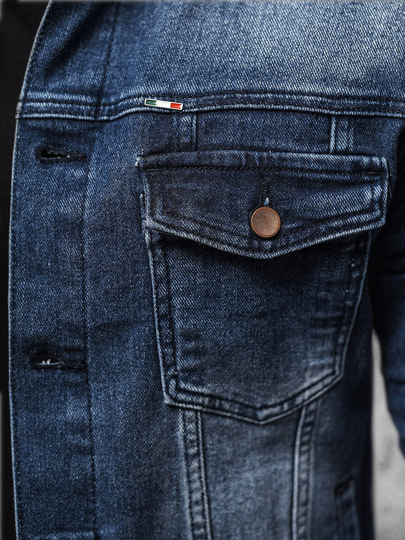 Moška jeans jakna šerpa temno-modra OZONEE NB/MJ523BS
