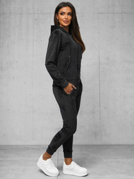 Ženski trenirka iz velurja črna OZONEE JS/8C1176/3Z