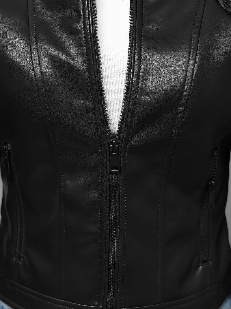 Ženska usnjena jakna črna OZONEE JS/11Z8127