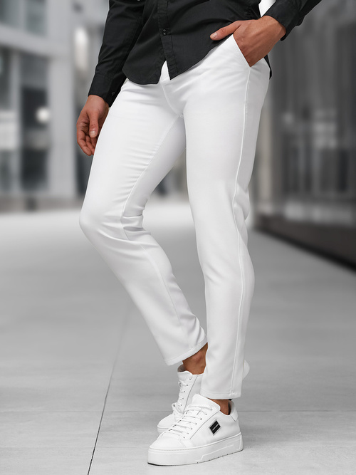 Moške hlače chino bele OZONEE DJ/5526Z