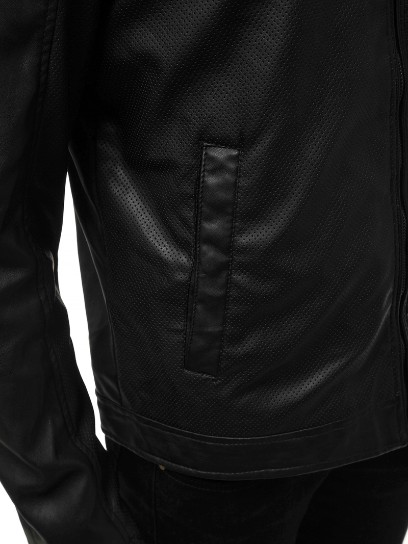 Moška usnjena jakna črna OZONEE JB/JP1131