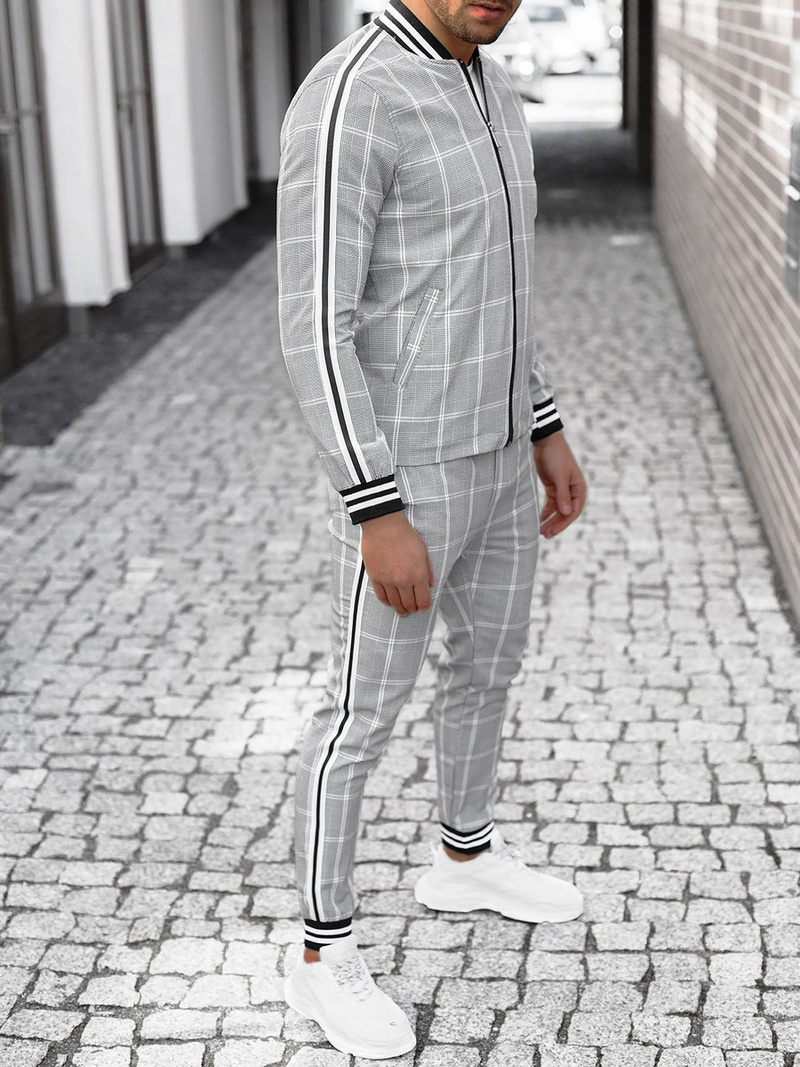 Komplet moški - jakna in hlače chino sivi OZONEE DJ/5548