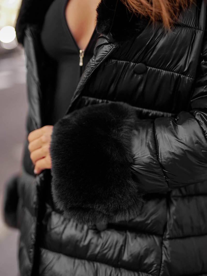 Ženski plašč črni OZONEE JS/5M3160/392Z