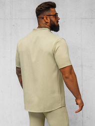 Moška majica s kratkimi rokavi bež OZONEE O/Y972T