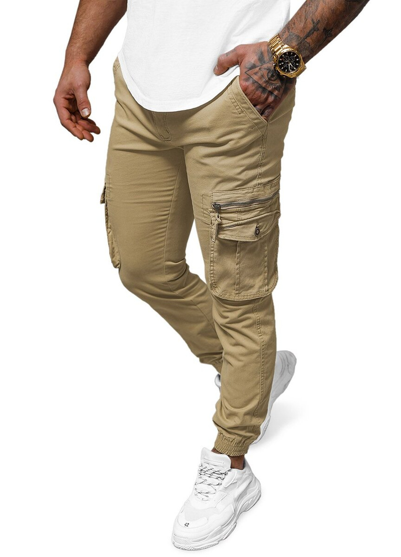 Moške Hlače Chino Jogger Bež OZONEE NB/MP0201K