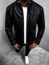 Moška usnjena jakna črna OZONEE YD/BF5916309Z