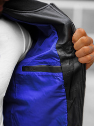 Moška usnjena bomber jakna črna OZONEE O/3A63