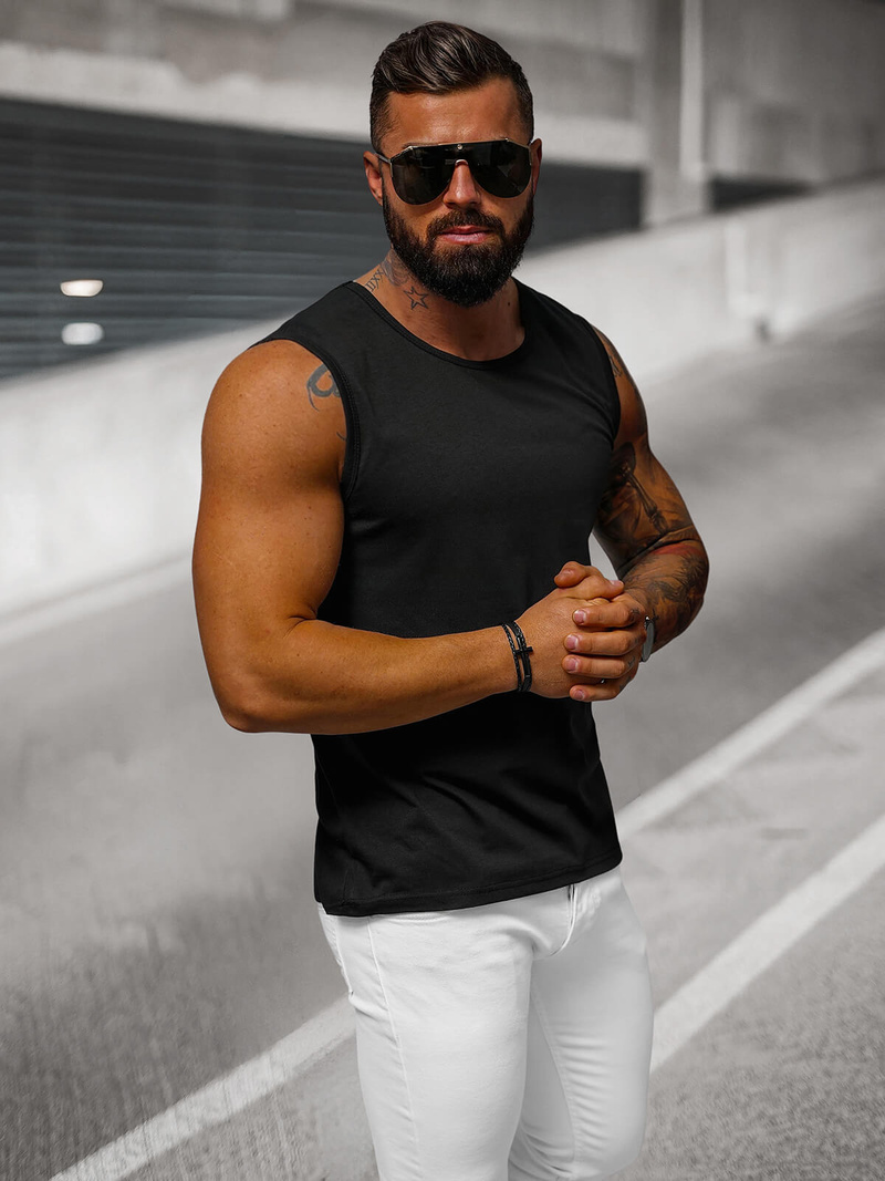 Moška majica brez rokavov črna OZONEE JS/99001Z