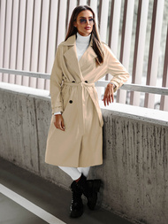 Ženski usnjen plašč bež OZONEE JS/11Z8100